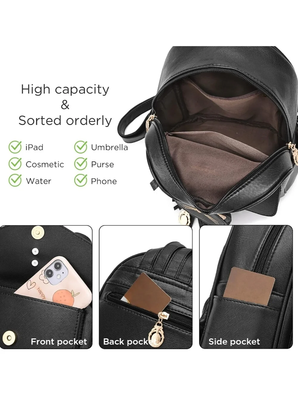 Black Cat Charm Mini Backpack - Women Bags